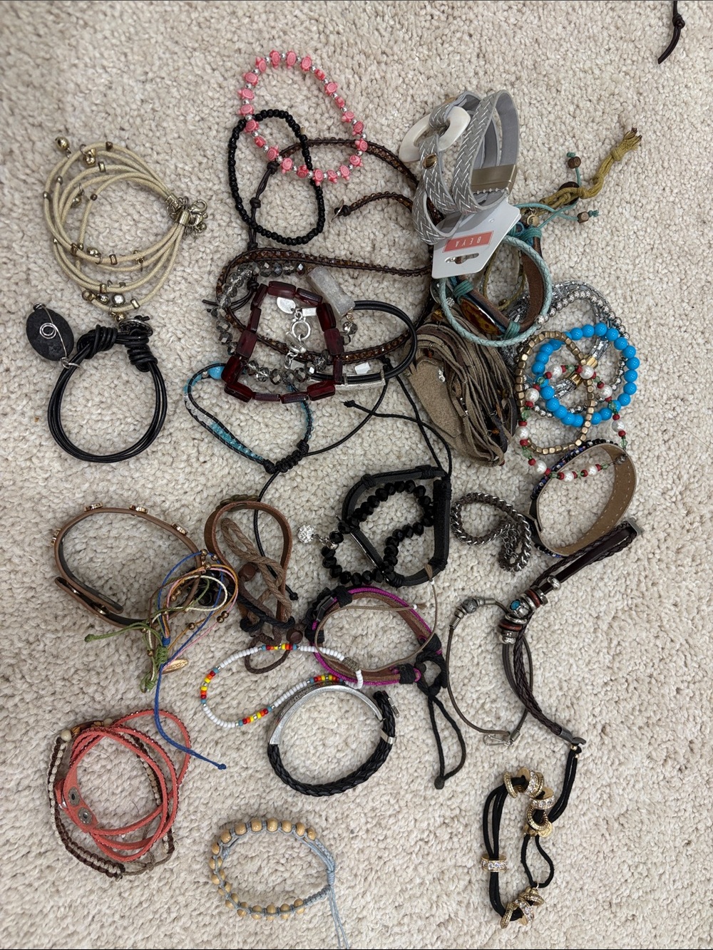 Unbranded Bracelet Lot Women OS Multicolor Good Beaded Leather Boho Stackable